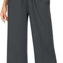TARSE Wide Leg Pants for Women Cross High Waisted Yoga Pants Casual Lounge Joggers Loose fit Pajama Bottoms with Pockets (Gray, M)