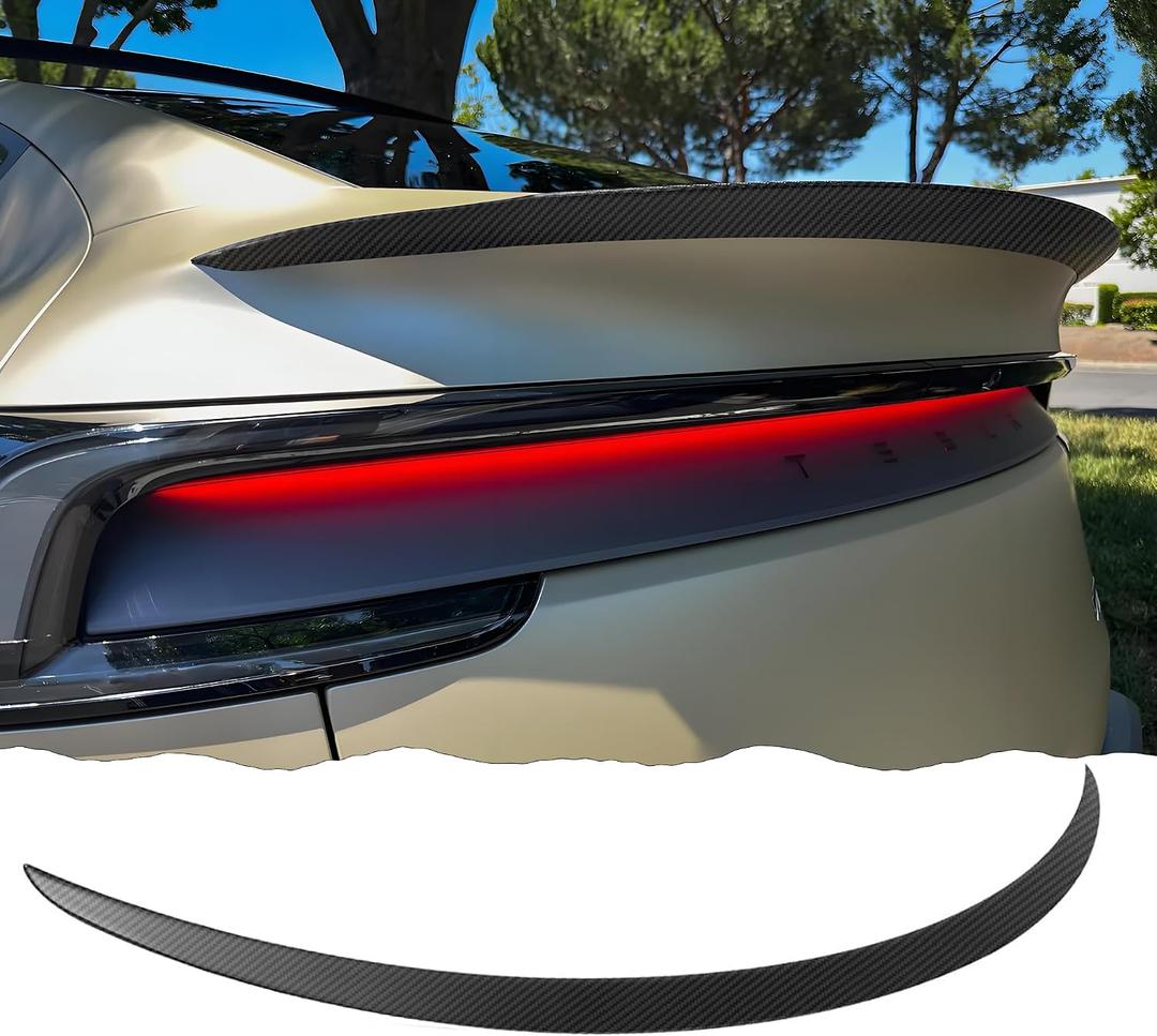 STSEV01 Rear Spoiler Fit for New Tesla Model Y Juniper 2026, Upgraded Sporty Performance OEM Appearance Type, Rear Trunk Lip Wing Exterior Accessories, Tape Installation (Carbon Fiber Style)