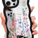 ZIYE Mirror Case for iPhone 16 Pro Max Case,Cute Wave Edge Flower Pattern Design Phone case for Women Girls Soft TPU Back Protective Slim Phone Cover Black