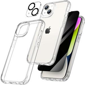 Maxdara for iPhone 14 Clear Case, iPhone 14 Case with Privacy Screen Protector and Camera Lens Protector Drop Protection Phone Case for iPhone 14 6.1 Inch (Privacy)