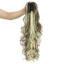 IMISSU Thick Mess Curly Jaw Claw Ponytail Hair Pieces Extensions Pony Tail Clip in Hairpiece 24 Inches (Piano Blonde Mix Brown)