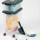 IRIS USA Remington Dog Food Storage Container, 30 lbs, 11 lbs, Airtight, Stackable, Wheels, Food Storage, Treat Box, 2-Cup Scoop
