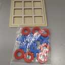 Jumbo Wooden Tic Tac Toe Game Dementia Activities for Alzheimers Seniors with Matching and Puzzle Templates XO Chess Board Game for Elderly Engaging Table Decor(Blue, Red)