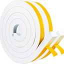 Yotache White High Density Foam Tape 1" x3/4" for Windows Air Conditioner Insulation Seal, Weatherstrip, AntiVibration, Shockproof Protection, Total 13 Ft (2 X 6.5 Ft Each)