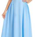ZESICA Women's Spring Sleeveless Cocktail Dresses 2026 Summer Crewneck Flowy Wedding Guest Party A Line Midi Dress Blue S