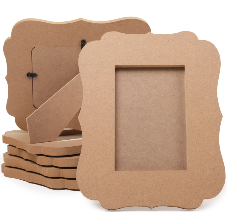 6 PCS DIY Wooden Picture Frames Unfinished Solid Wood Photo Picture Frames for 3.5 x 5.5 in Photos, Standing Wooden Photo Frames for Crafts, DIY Painting, Arts Projects (Quatrefoil Shaped Frames)