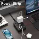 Power Strip Flat Plug with 4 AC Outlets 4 USB Ports (20W), Surge Protector Charging Station with Overload Protection, 6Ft Flat Plug Extension Cord, Fast Charging for Office Dorm Room