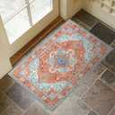 Collive Washable Indoor Doormat, Non Slip Retro Floor Mat 24" x 36" Small Rug Quick Absorbent Entrance Rug Distressed Front Door Mat, Welcome Mats Entryway Rug Doormats for Kitchen Home Bathroom (Burnt Orange)