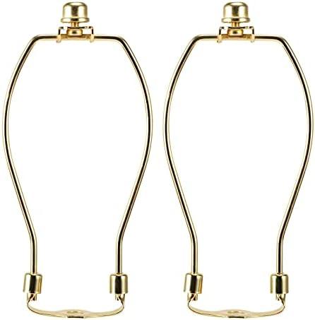 7 Inch Brass Lamp Harp Holder Kits with Finials and Detachable Saddle Bases, Light Duty, Saangseon Set of 2 DIY Lighting Accessories Horn Frame Lamp Shade Brackets