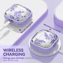 Inesore with Safety Lock for AirPods 4 Case,Clear Floral Cute AirPod 4th Generation Case for Women Girly with Cleaner Kit and Keychain- Purple Bell Flower