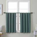 Simplebrand Ava Dark Green Short 36 Inches Blackout Curtain 2 Panels Set, Half Window Rod Pocket Privacy Curtain Tiers for Kitchen, Curtains Blackout for Bathroom Shades, W40 x L36 Inch, Dark Green