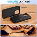 SHIELDON Wallet Case for iPhone 16 Pro Max 6.9", Genuine Leather Minimalist Undetachable Magnetic RFID Blocking 6 Card Slots, Protective Phone Cover Compatible with iPhone 16 Pro Max - Nappa Black
