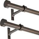 2-Pack Curtain Rod for Windows 16-28",Adjustable Window Curtain Rods with Premium Aluminum End Cap Finials and Full Surround Brackets,7/8"(0.073Feet) DiameterDark Bronze Drapery Rods for Curtains
