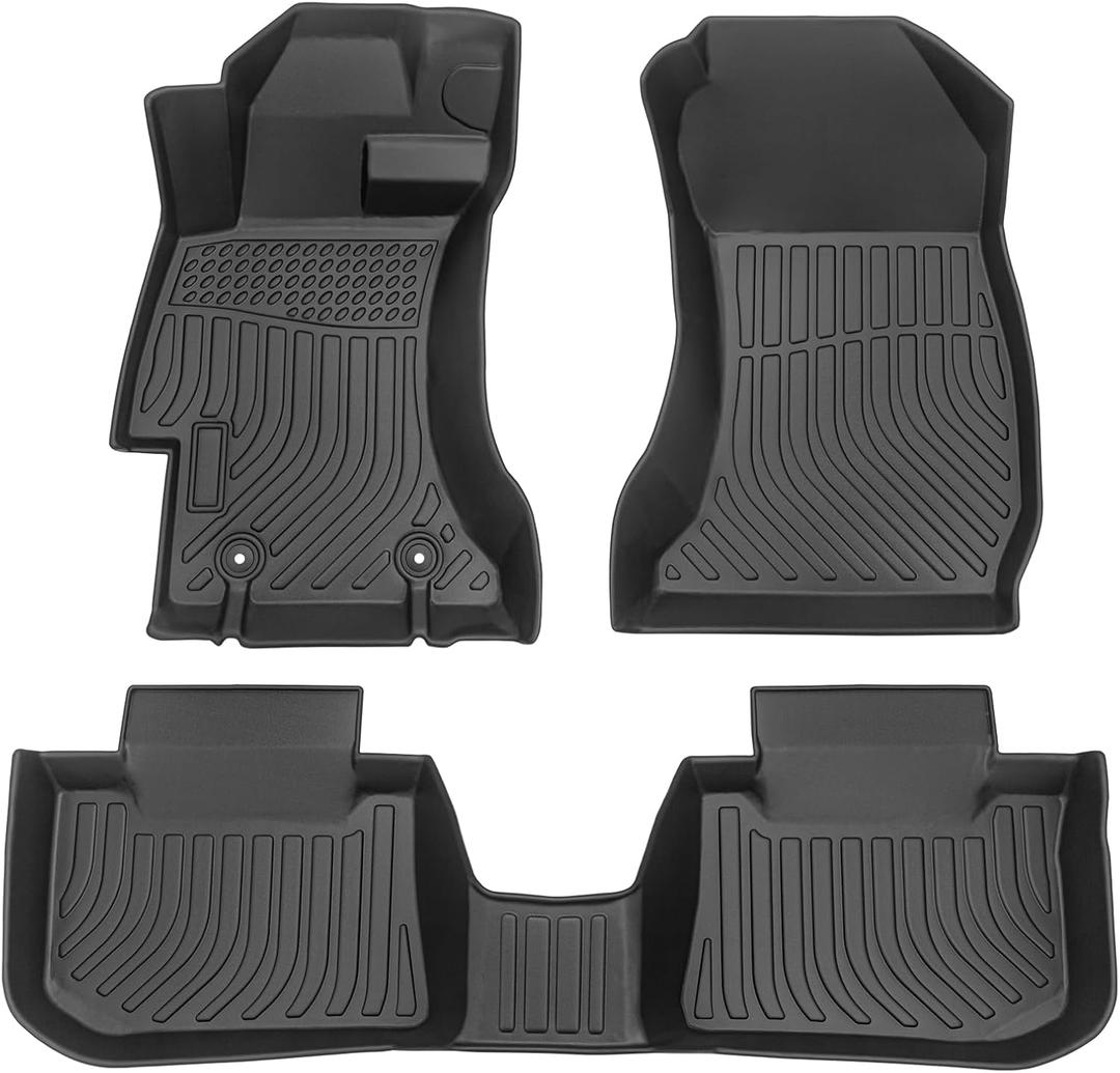 All-Weather TPE Rubber Floor Mats Compatible with 2012 2013 2014 2015 2016 Subaru Impreza, 2013-2015 XV Crosstrek, 2016 2017 Crosstrek, 2015-2021 WRX STI, Custom Fit Full Car Carpet Liners Set (Black)