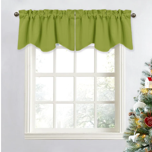 NICETOWN Curtain Valance for Home Decor - Kitchen/Living Room/Bedroom Short Small Curtain Window Treatment 52 inches by 18 inches Scalloped Valance Tier for Christmas (Green, 1 Panel)