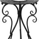 NAKUPE Plant Stand Indoor & Outdoor Flower Pot Stand 17" Tall Metal Plant Table,Single Planter Holder for Patio, Porch, Corner, Garden Decor, Balcony, Black(1 Pack)