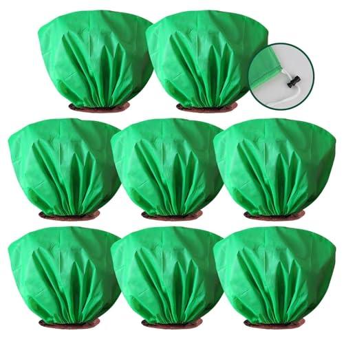 EYNDYN 8 Pcs Plant Covers Frost Protection 39.3" x 19.6" Winter Shrub Protection Bags Reusable Plants Jacket Wraps with Drawstring Frost Blanket for Winter Outdoor Garden Rose Flower Bush Plants