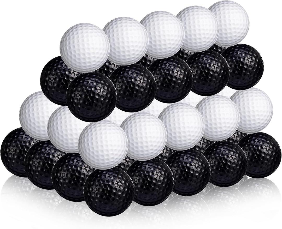 Yunsailing 50 Pack Foam Golf Practice Balls Realistic Feel Flight Training Golf Balls Bulk for Indoor or Outdoor Backyard (White, Black)