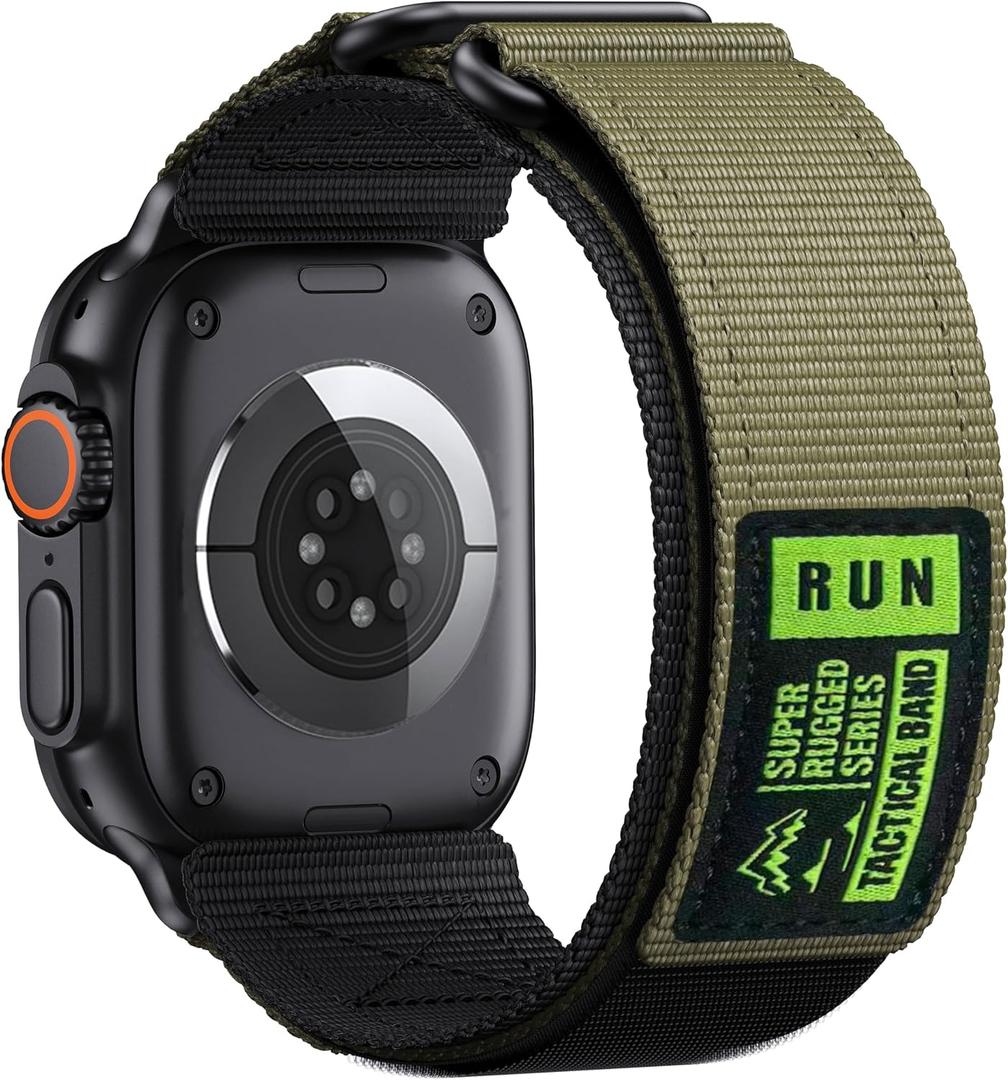 Alpine Loop Nylon Compatible with Apple Watch Ultra 3/2/1 Band 49mm Series 11/10/9/8/7/6/5/4/3/2/1/SE 46mm 45mm 44mm 42mm, Adjustable Soft Sport Strap with Leather Design for iWatch Men