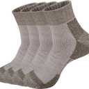 ECOEY Men's Merino Wool Cushioned Hiking Trekking Socks 4 Pairs, Quarter Length with Moisture Wicking (10-13, Oliver2)
