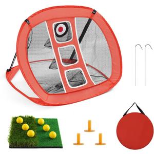 Cavevine Pop-up Golf Chipping Net, Portable Golf Net, Golf Net for Backyard,Golf Practice Net Target with Mat and Balls,Outdoor & Indoor Games for Chipping Accuracy & Swing Practice,Golfer Gift