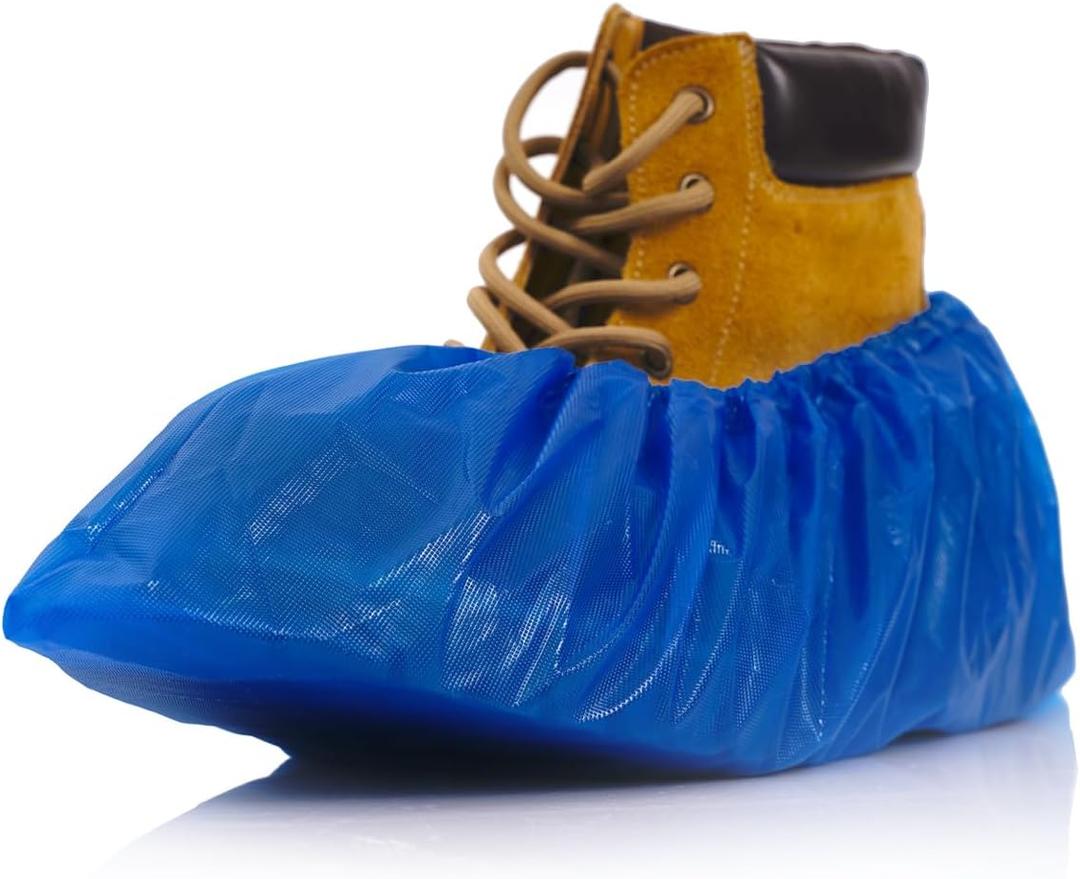Heavy Duty Disposable Shoe Covers, Extra Large 6.7x17.7 In, Thick 0.3 Oz, Waterproof Non-Slip Shoe Booties, 100 Pieces Boot Covers for Indoor/Outdoor Use, One Size Fits All