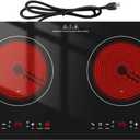 3000w Electric Cooktop, 24" Electric Stove 2 Burner Hot Plate Built-in Double Burner Cooktop with LED Touch Screen,9 Heating 9 Temperature,Kids Lock & Timer,Suitable for all Pans