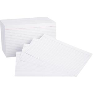 Amazon Basics Ruled Lined Index Cards for Studying and Note Taking, White, 5" x 8", 500 Count (5 Pack of 100)