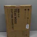 3 Pack Teak Wood Cutting Board Set for Kitchen Charcuterie Board Serving Heavy Duty Non Toxic Slip Over Sink Solid Thick Haus Wooden Chopping Board Large Big Small Meat Best Kitchen Essential Gift (Multi-Size Set | 3 Pack with Holder)