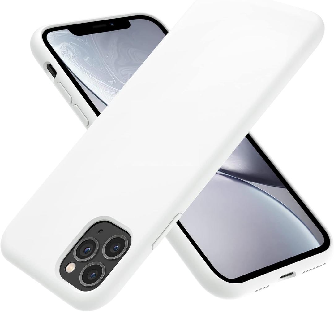 OTOFLY Compatible with iPhone 11 Pro Max Case,Ultra Slim Fit iPhone Case Liquid Silicone Gel Cover with Full Body Protection Anti-Scratch Shockproof Case (White)