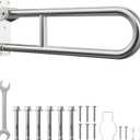Toilet Grab Bar, Bathroom Safety Handrail Wall Mounted, 304 Stainless Steel Flip Up Folding Support Rail for Elderly Seniors and Handicap Assistance (30 Inch)
