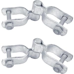 1-5/8" x 1-5/8" Chain Link Fence Gate Post Hinge Kit, Set of 2, Galvanized Steel Chain Link Fence Gate Hinge with 2 PCS Female Gate Frame Hinge and 2 PCS Male Gate Post Hinge, Bolts & Nuts Included