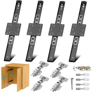 Sliding Hidden Door Track, Pocket Door Hardware, Smooth Gliding Pocket Door Slides with Hinges for Cabinet and Recessed Doors (16IN, Set, 2)