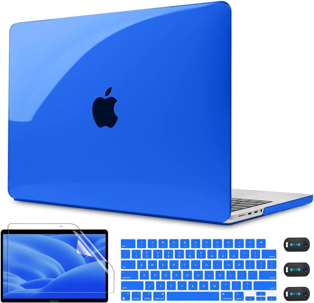 CISSOOK Blue Color Case for MacBook Air 13 Inch 2021 2020 2019 2018 Release A2337 M1 A2179 A1932 Model, Hard Shell Case with Keyboard Cover for MacBook Air 13" with Retina Display Touch ID -Clear Blue (Air13inch-Clear Blue)