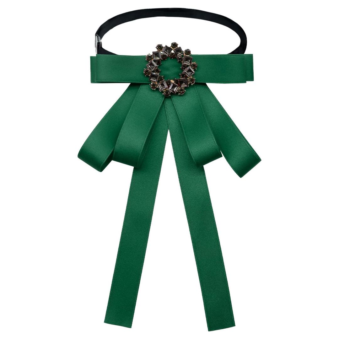 GHTIYLP Bow Ties for Women Adjustable Ribbon Womens Bow Tie, Solid Color Rhinestone Bowtie for Women School Party Work (Green)