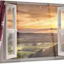 Designart Open Window to Rural Landscape-Contemporary Metal Wall Art-MT6797-28x12, 28x12 (28L" x 12W")