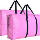 48 Gallon Extra Large Storage Bags Bins, Pink Jumbo Moving Storage Bags, Waterproof Foldable Big XL Duffle Bag for Travel, 38x23x11inch - 2PACK