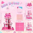 Pink Cupcake Stand 3-Tiered Cardboard Cake Stand Dessert Table Displays Pink Princess Assemble Cupcake Tower Holder Tier for Floral Tea Happy Birthday Party Decoration Favors Baby Shower