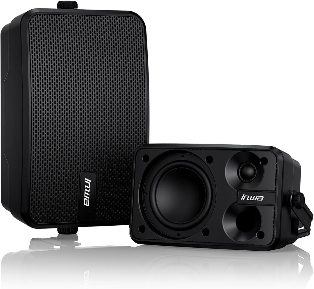 Inwa Outdoor Bluetooth Speakers, 400W Active Passive Wall Mount Speaker, Waterproof Wireless Indoor/Outdoor Stereo Sound Set W/Aux in, Sound System for Patio/Porch/Gazebo/Garage(Pair, Ivory Black)