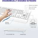 QUASIO Wireless Keyboard, 2.4G Full-Sized Ergonomic Wireless Computer Keyboard with Wrist Rest for Windows, Mac OS Laptop/PC/Desktop/Notebook(Off White)