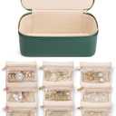 VLANDO Jewelry Travel Case, Travel Jewelry Organizer with Clear Velvet Jewelry Bags Zipper Pouch for Women Girl Gift-Green 12Pcs