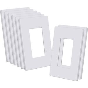 CML Decorator Screwless Wall Plate, 1-Gang Receptacle Outlet Cover, 8 Pack Hidden Screw Smooth Face Switch Plates, Standard Size 2.91"x4.68", Impact Resistant, White