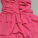 Women's Strapless Ruched Tube Mini Dress Tiered Layer Ruffle Bow Back Dresses Clubwear Party S