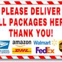 2 x Delivery Here Sign For Home Plsase Deliver All Packages Here Thank You! House Yard Front Door Outdoor Home Decor