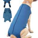 Dog Surgery Recovery Suit - After Spay, Abdominal Wounds Post Surgical Recovery, Anti Licking Breathable Dog Onesies for Small, Medium & Large Pet, Alternative Bandages Cone E-Collar (3XL (Back length: 25.6"), Blue)