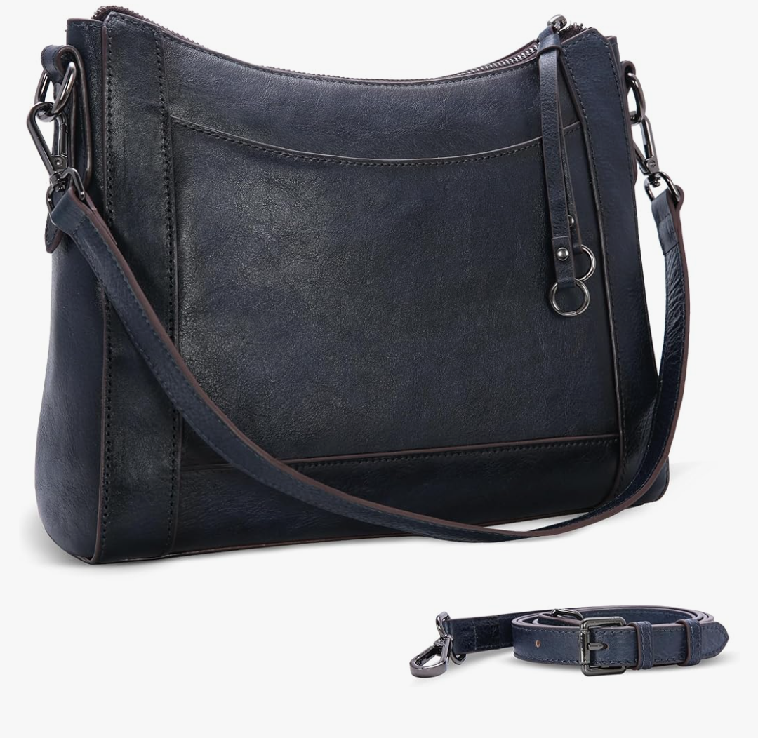 Iswee Leather Crossbody Bags for Women Shoulder Purse Medium Hobo Genuine Leather Satchel Purses and Handbags