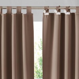 RYB HOME Outdoor Curtains for Patio - 2 Panels Detachable Sticky Top Outdoor Curtains Waterproof Blackout Privacy Thermal Insulating for Pergola Balcony Porch Arbor, W 52 x L 72 inch, Mocha