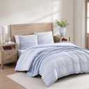 Tommy Hilfiger - Full/Queen Comforter Set, Super Soft Bedding with Matching Sham, Breathable Bed Essentials (Modern Stripe White, Full/Queen)