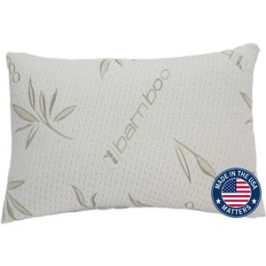 Green Leaf Collection - Shredded Memory Foam Pillows, Back & Side Sleepers, Adjustable with Zipper Green Viscose of Bamboo Cover, Soft Bed Pillow for Sleeping, Made in USA (18x27)