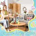 Mixweer Set of 8 Easter Pillow Covers 18 x 18 Inch Easter Decorations Bunny Eggs Buffalo Plaid Truck Throw Pillow Covers Decorations Case for Sofa Couch Home